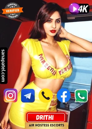 Verified Profile image of Mumbai Air Hostess Escorts Girl Drithi. Book apointment with Drithi via WhatsApp, Instagram, Facebook, Telegram or Call. Also Drithi's Exclusive video is available.